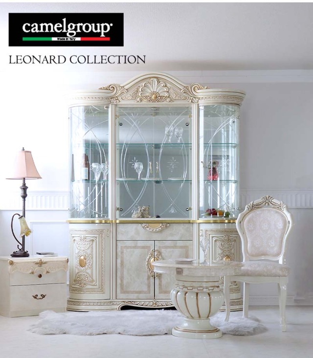 高級イタリア家具 レオナルド(REONARD) 伸長式ダイニング7点セット 6人