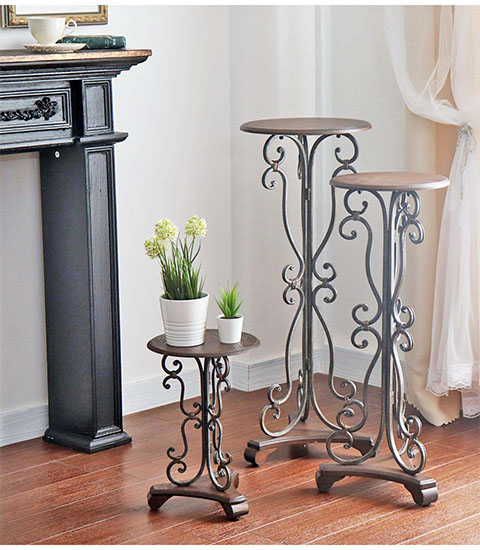 アンティーク調 木製 サイドテーブル(花台) 高さ86cm｜Y-KAGU(輸入家具