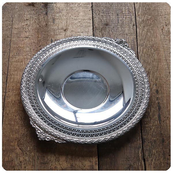 イギリス アンティーク シルバープレート製 トレイ/銀メッキ/お盆/盛皿