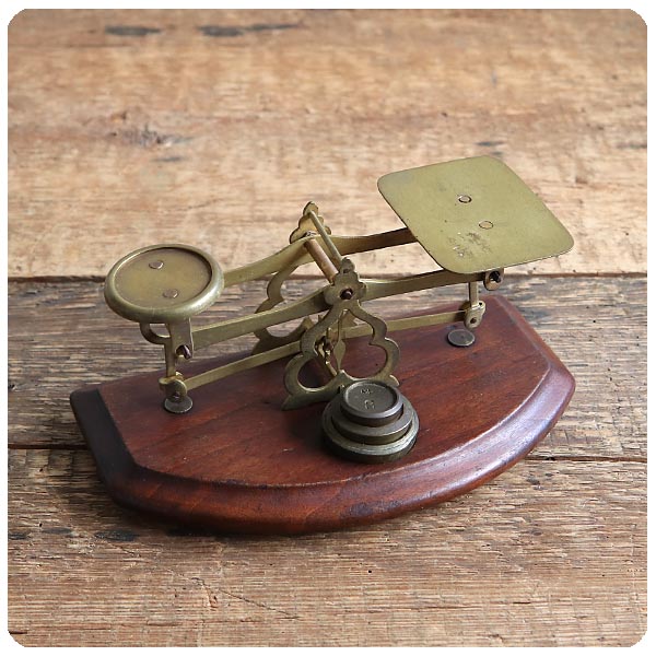 イギリス アンティーク 天秤はかり/ポスタルスケール/ディスプレイ/錘