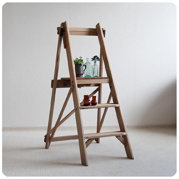 イギリス アンティーク 折りたたみステップラダー3段/脚立