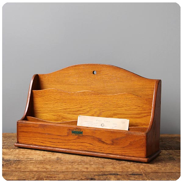 イギリス アンティーク レタースタンド レターラック 木製 インテリア