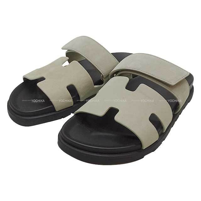 HERMES エルメス サンダル メンズ シプレ ベージュ/黒 (ブラック