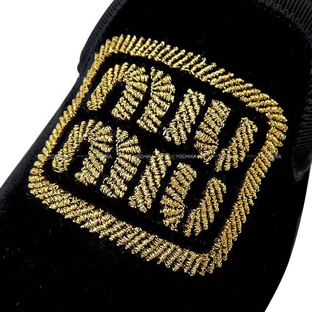 MIUMIU ミュウミュウ スリッパ ロゴ ベルベット フラットシューズ