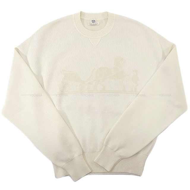 HERMES エルメス レディース クルーネック 長袖ニットセーター #34 白