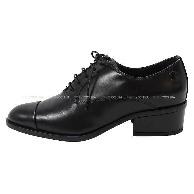 CHANEL シャネル ココマーク レースアップ シューズ #37.5 黒