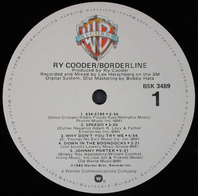 USロック】Ry Cooder ライ・クーダー / Borderline 中古レコードの通販