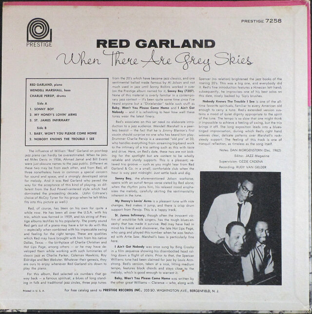 Red Garland レッド・ガーランド / When There Are Grey Skies ホエン