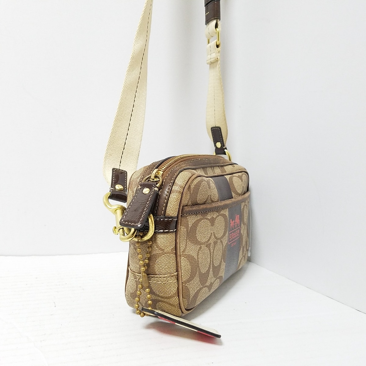 コーチ/ショルダーバッグ/ヘリテージ ストライプ フライトバッグ