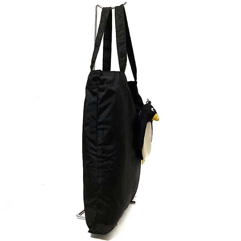 アニヤハインドマーチ/トートバッグ/チャーム ショッパー ペンギン/黒