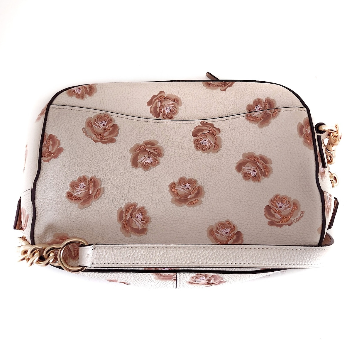 コーチ/ショルダーバッグ/カメラ バッグ ウィズ ローズ プリント/白
