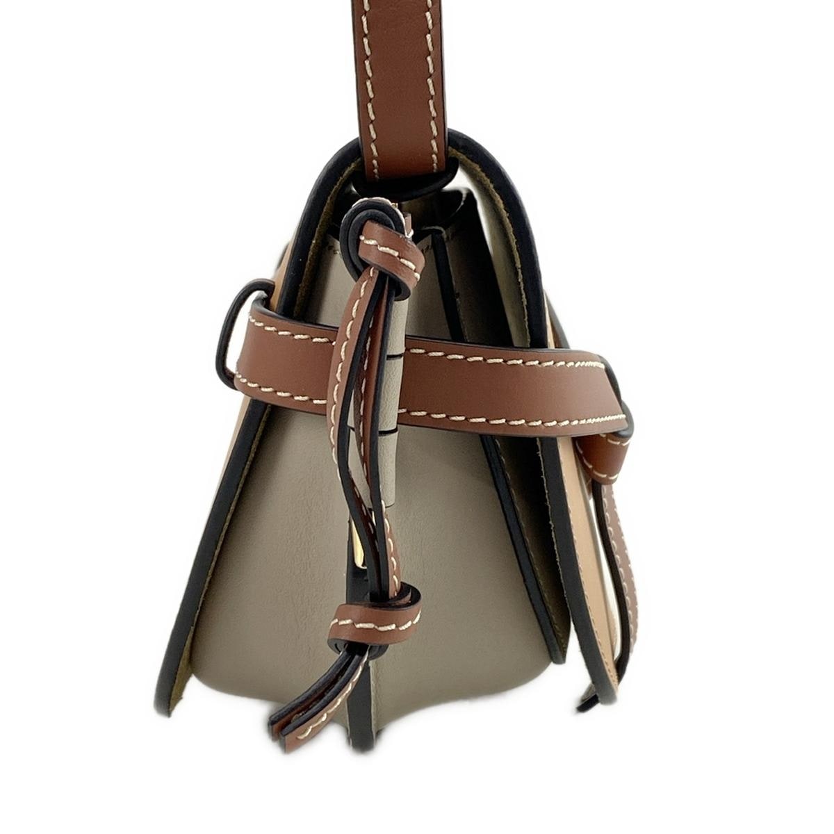 ロエベ/ショルダーバッグ/ゲートバッグミニ/ブラウン×グレージュ