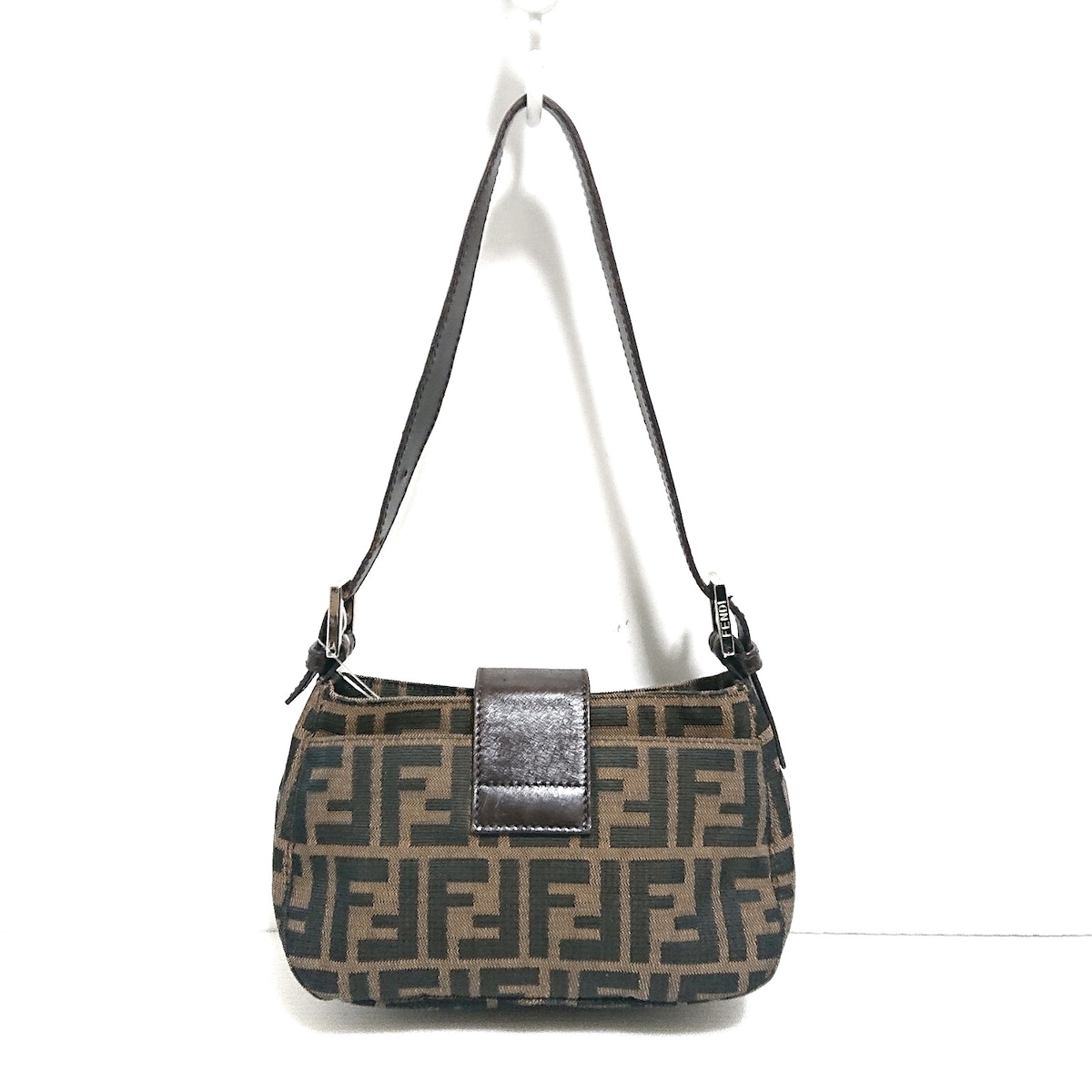 フェンディ/ショルダーバッグ/ズッカ柄/ベージュ×黒×ダークブラウン