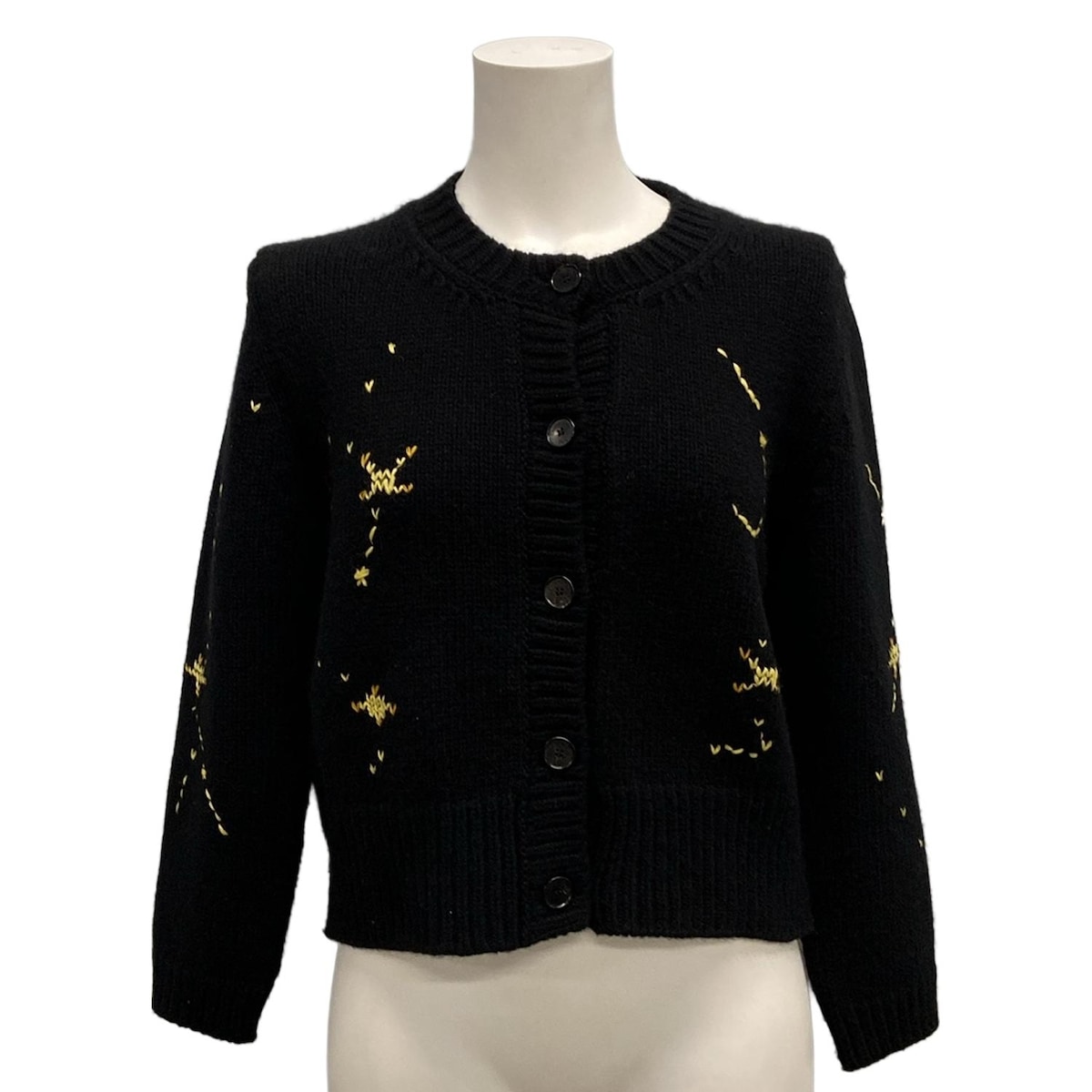 ディオール/クリスチャンディオール/カーディガン/黒×イエロー×マルチ