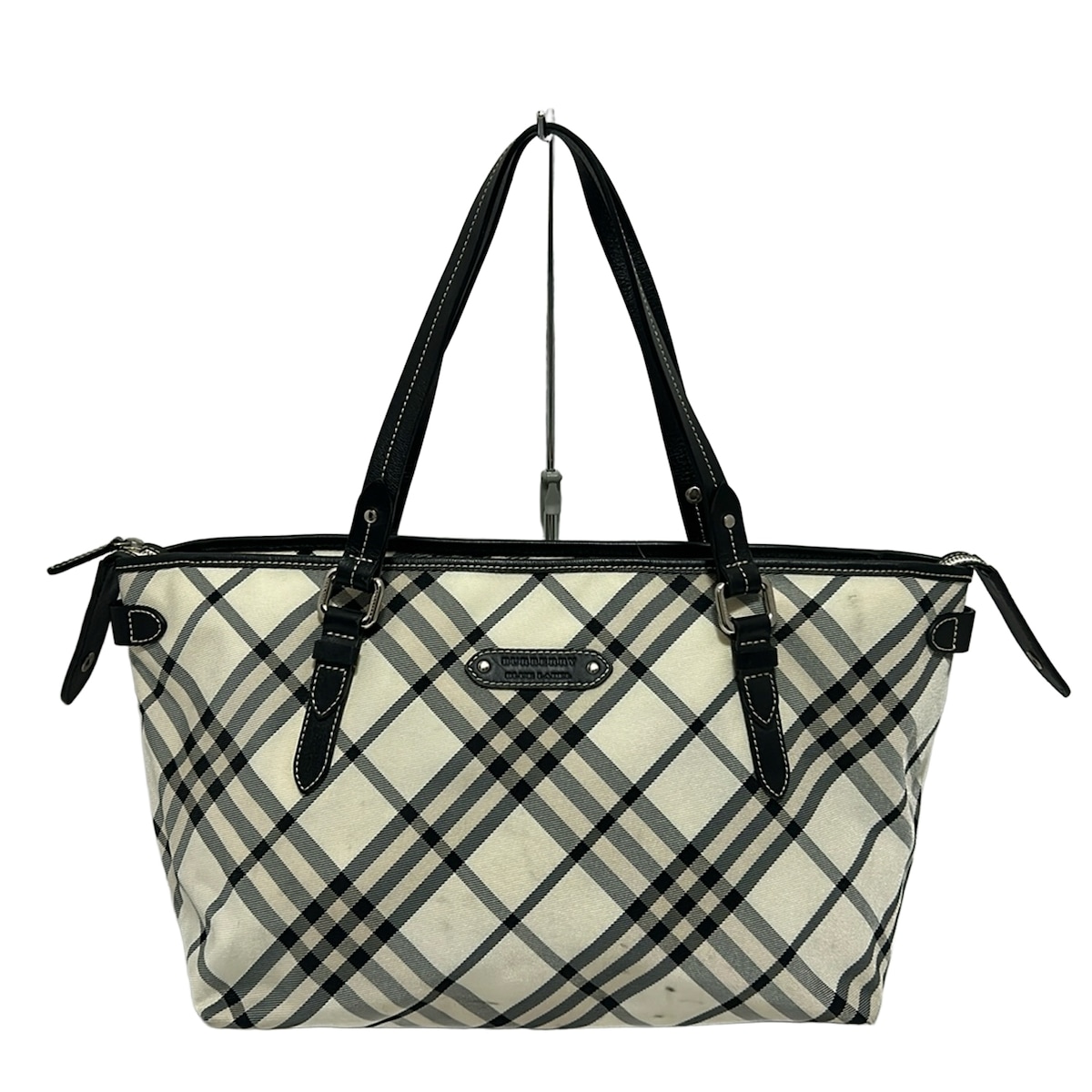 バーバリーブルーレーベル/ハンドバッグ/アイボリー×黒/ナイロン