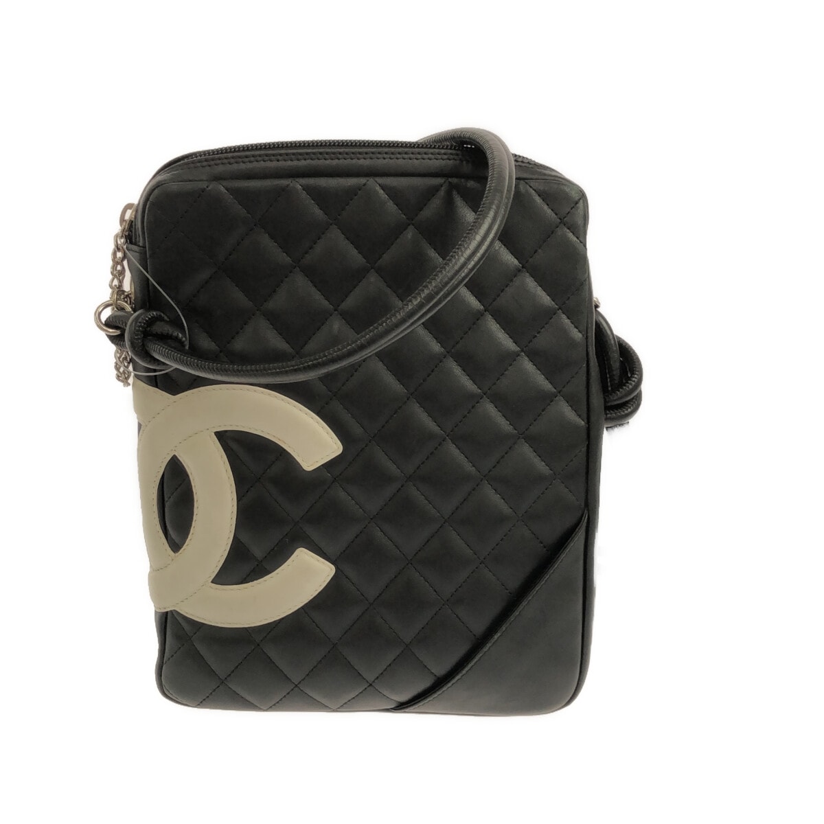 シャネル/ショルダーバッグ/カンボンラインミディアムポシェット/黒×白