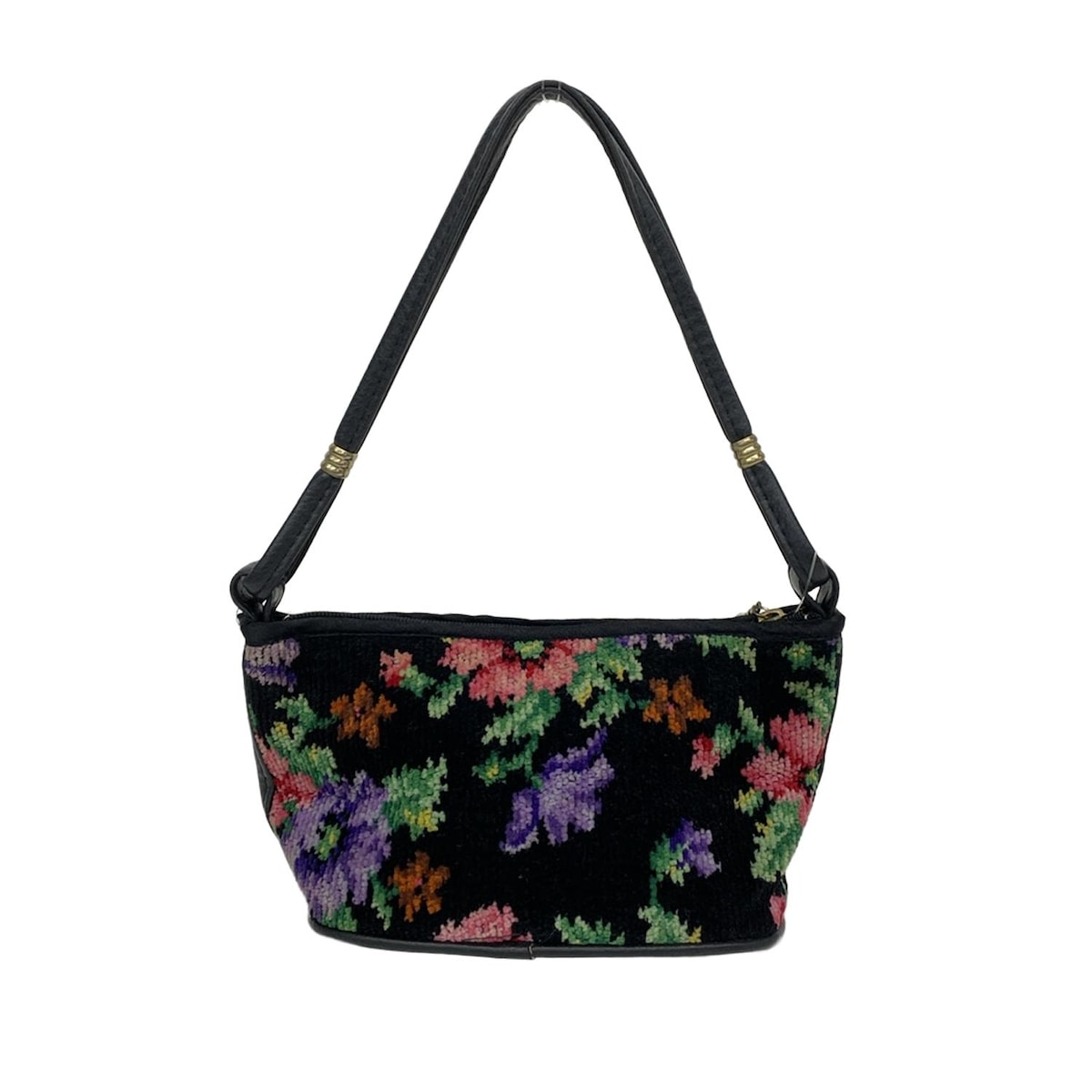 FEILER(フェイラー) ハンドバッグ - 黒×パープル×マルチ 花柄
