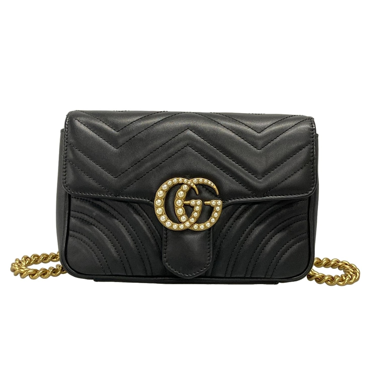 GUCCI(グッチ) ウエストポーチ GGマーモント 476809 黒 レザー