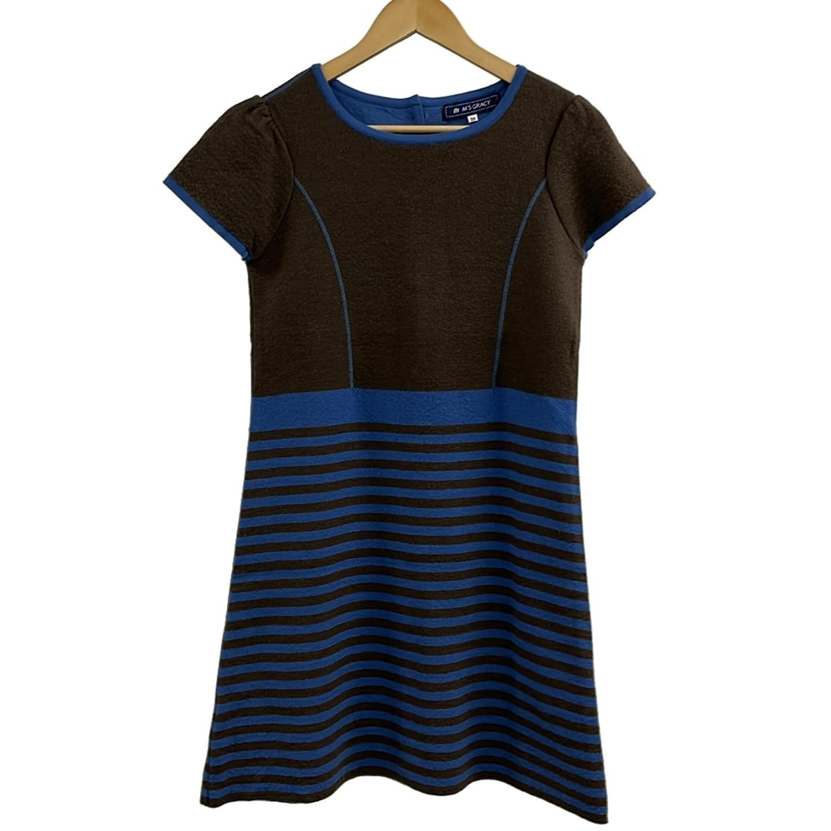 エムズグレイシー/ワンピース/ダークブラウン×ブルーグレー/サイズ：38