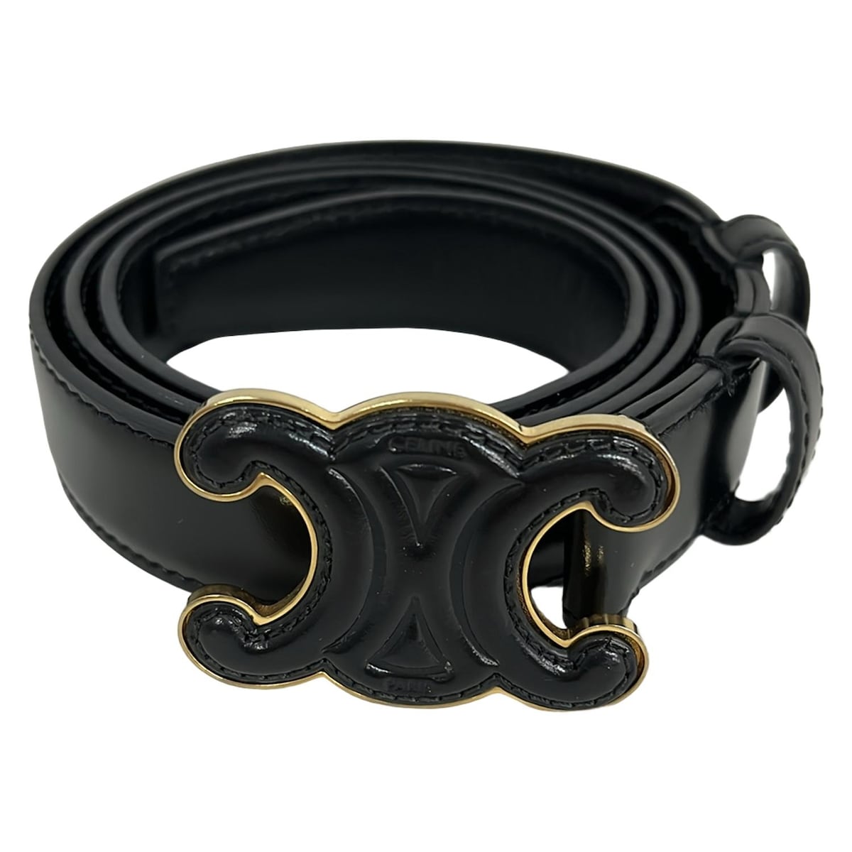 CELINE(セリーヌ) ベルト 80 - 黒×ゴールド レザー（19311467）中古