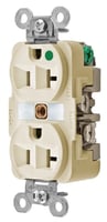 Hubbell, Straight Blade Receptacle, Duplex, 2 Pole, 3 Wire, 20 A