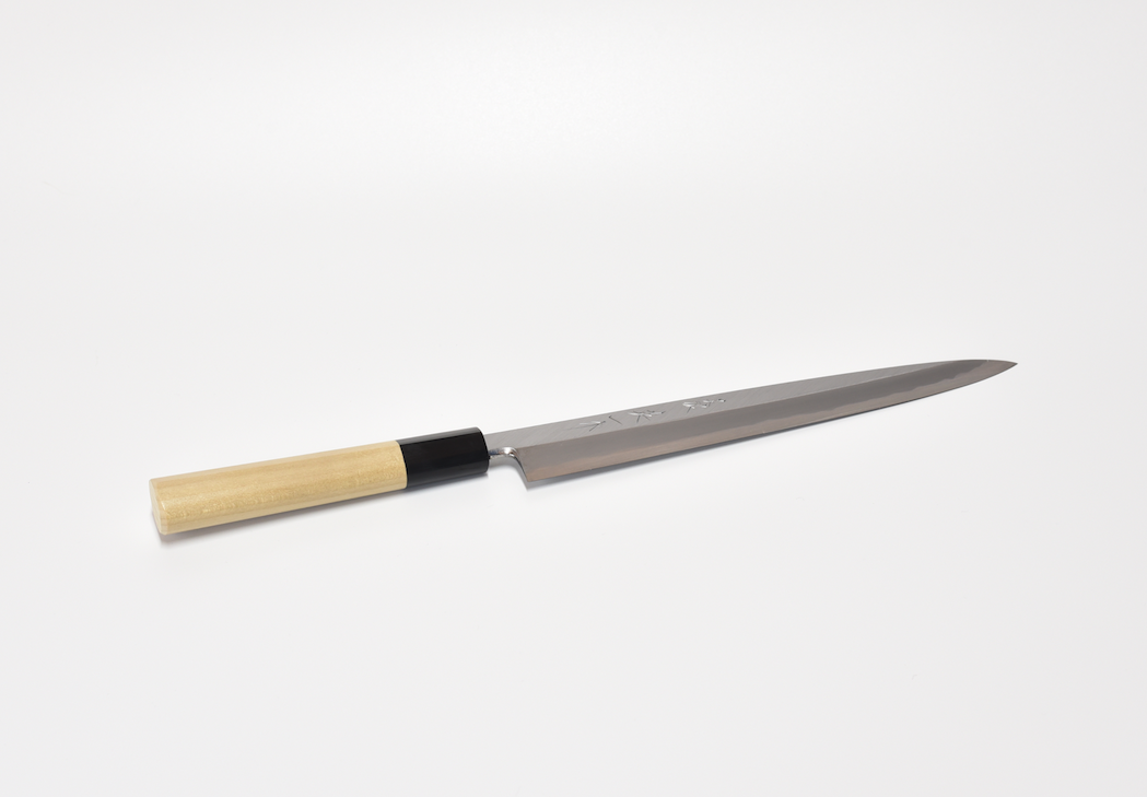 白紙柳刃包丁240mm 本霞研ぎ 水牛栗型（本職用） | マルサ研磨巧業