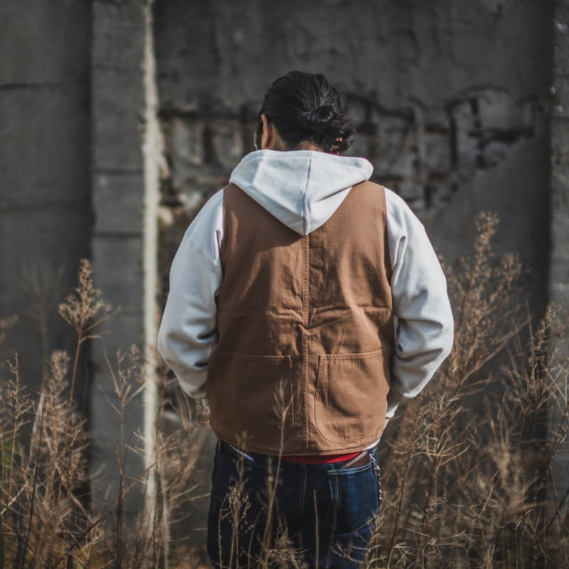 Huntsman Vest Neppy Brown Herringbone | TCB jeans