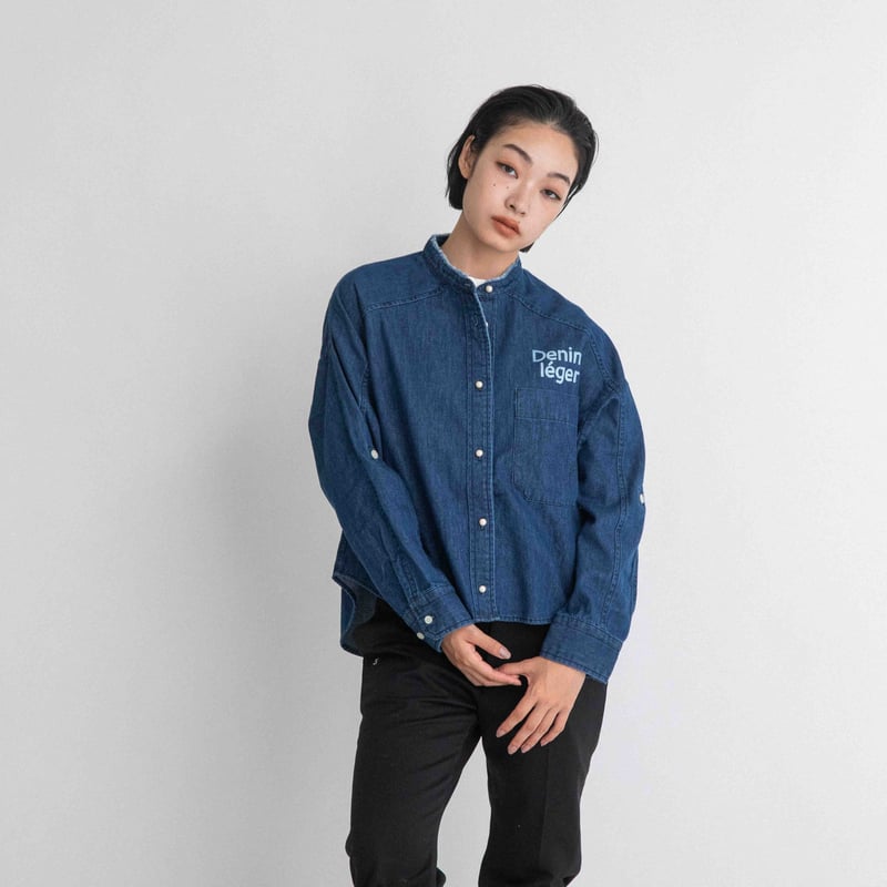 8ozデニム プリント入りデニムパールボタンシャツ【BB88-151】 | BLANC