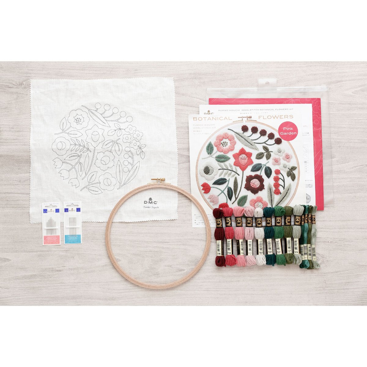 7.6売出開始）DMC ボタニカルリースウール刺繍キット 5点セット 7.6