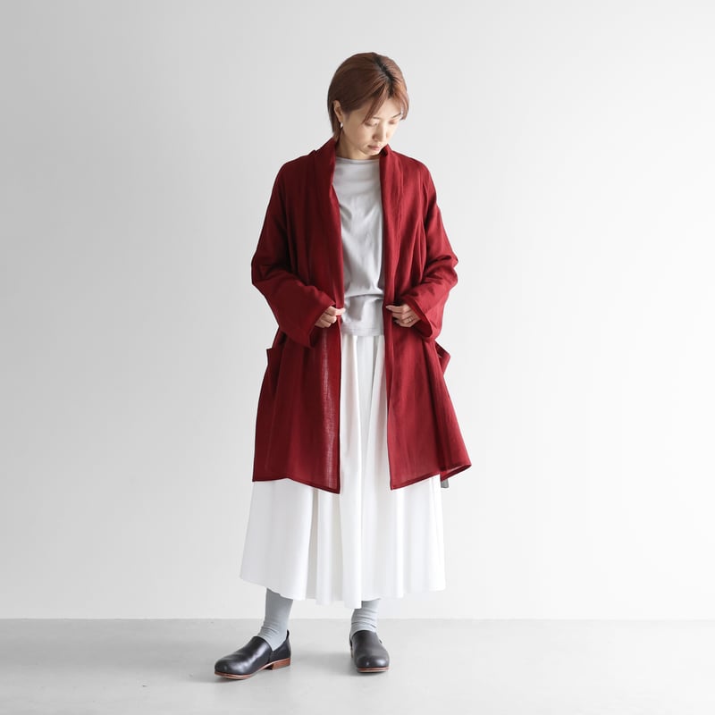 ウォッシャブルウールロングカーディガン（ダークレッド）【ユニ