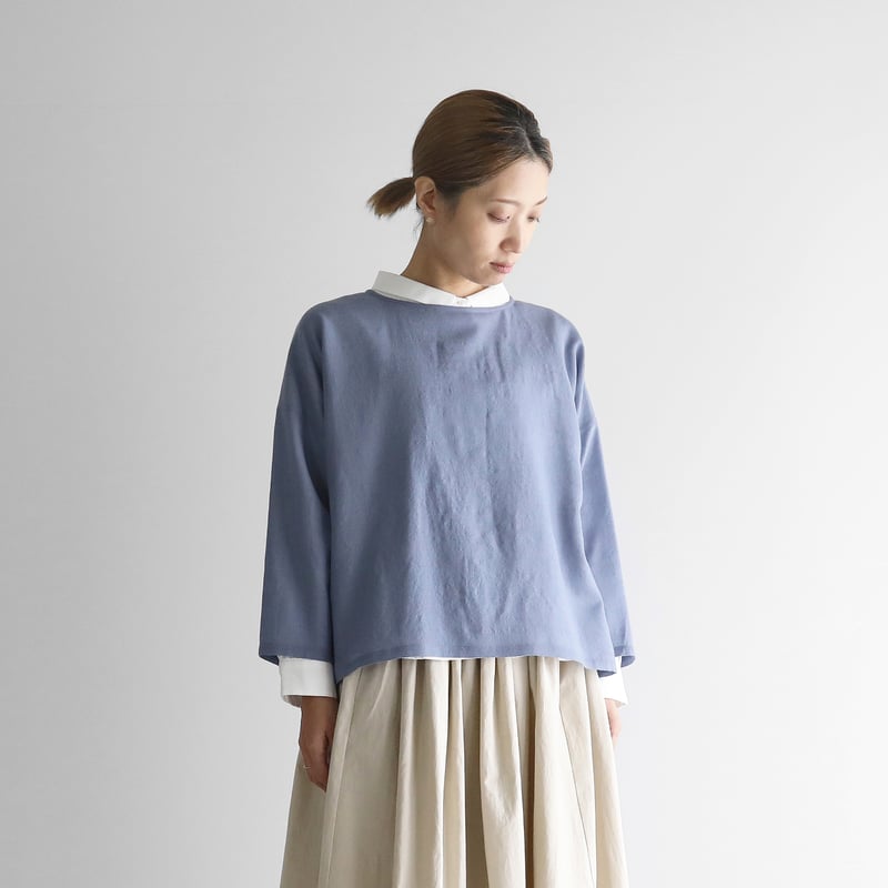 ウォッシャブルウールワイドプルオーバー（グレイッシュブルー