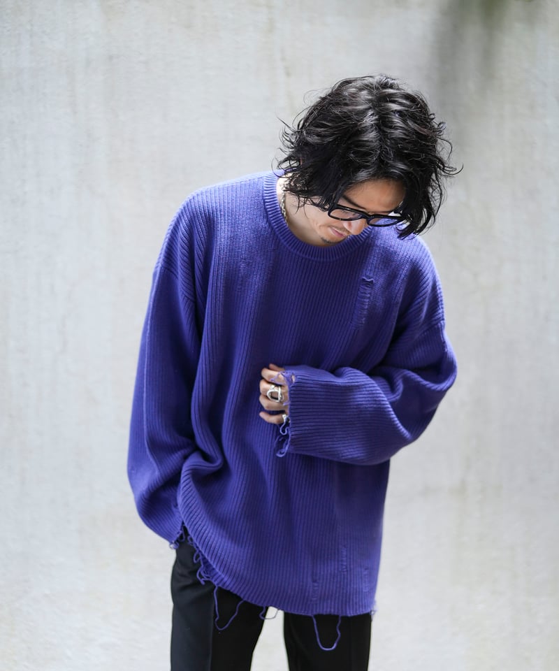 MB STANDARD ローゲージダメージニット | MB -there is a reaso