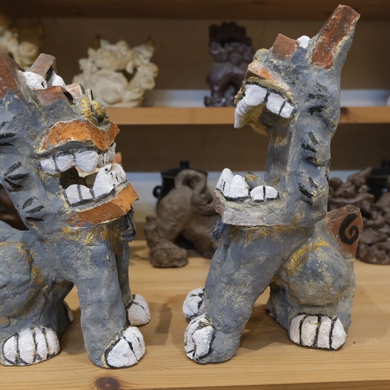 漆喰シーサー対 (グレイ) | シーサー ぎゃらりーゆしびん