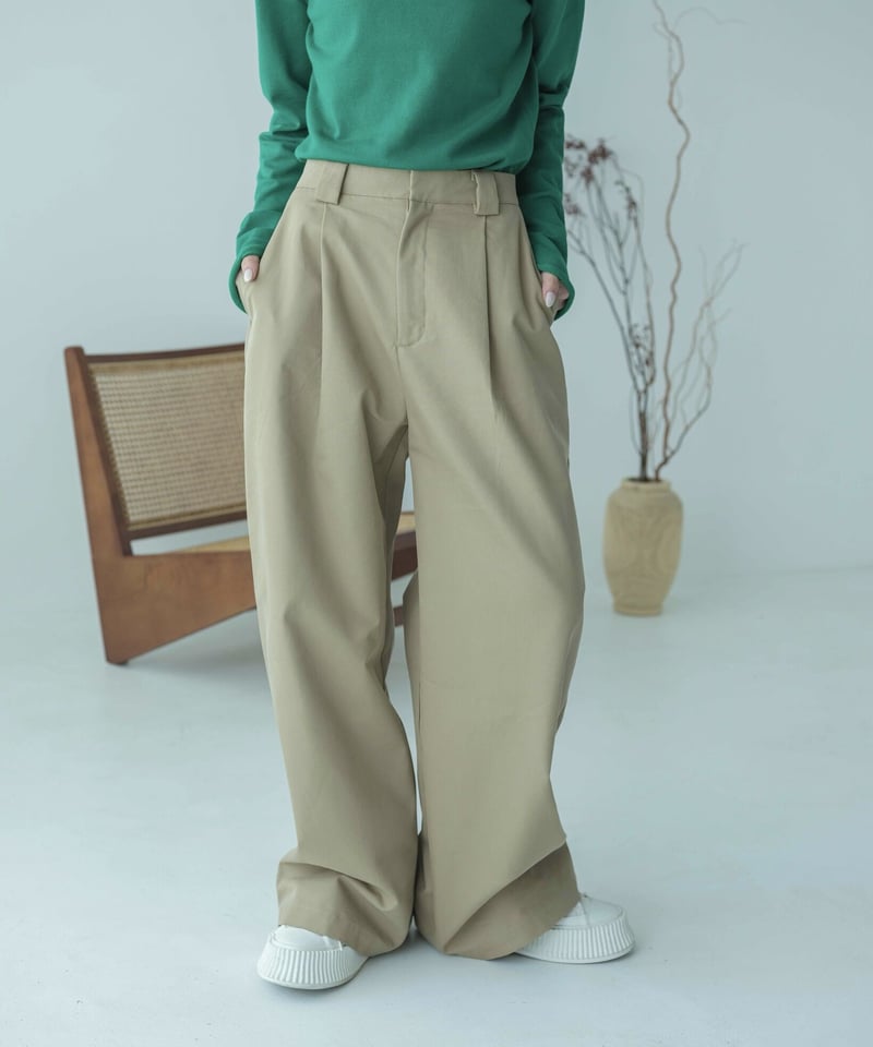 tuck wide chino pants/2color/2size | F A S H I R U