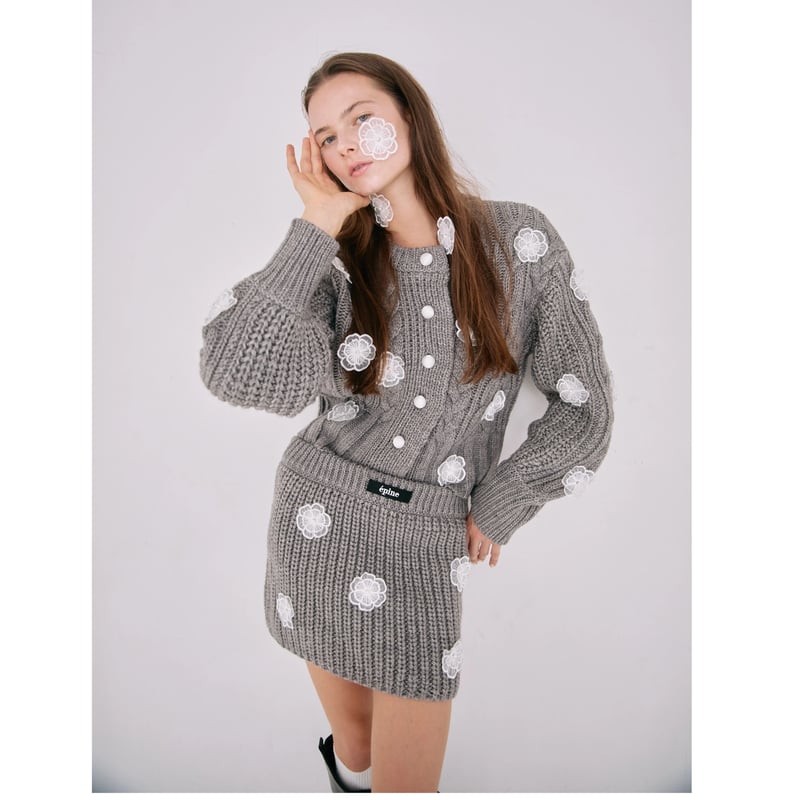 epine flower cable cardigan épine flower cable knit cardigan épine