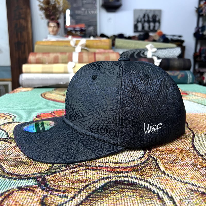 カーブツバタイプA】NISHIJINBLACK CAP：黒鶴 | W@NDERFABRIC®