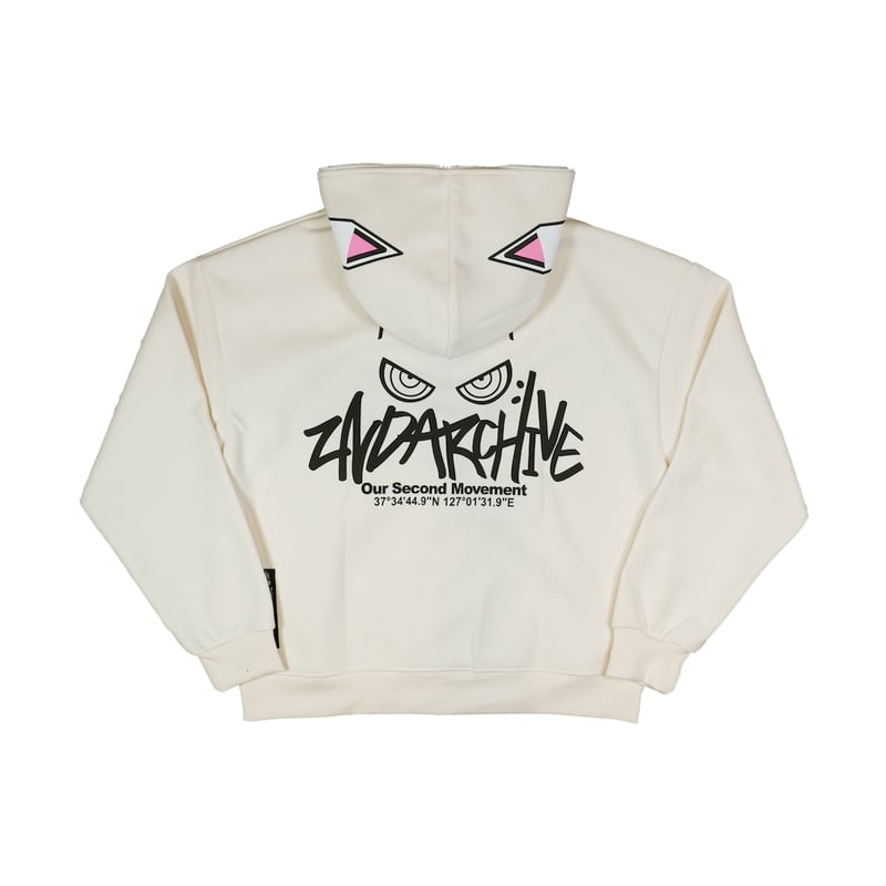 2ND ARCHIVE / CAT ALL ZIP HOODIE / CREAM | DAMIANO