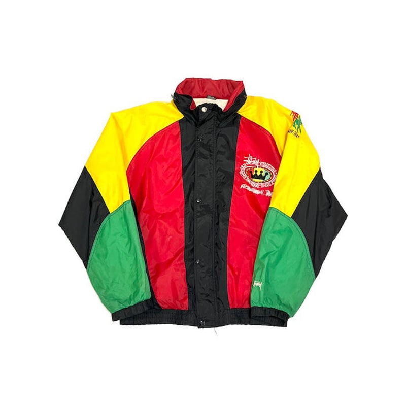 USED】90'S BOOTLEG STUSSY RASTA COLOR NYLON JAC