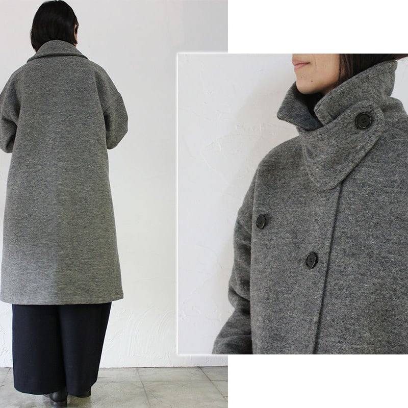 homspun ホームスパン ウールメルトンダブルポケットコート ♯グレー