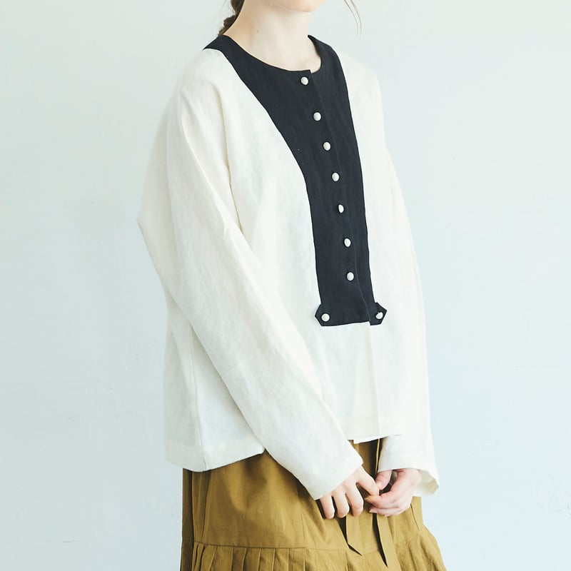 MAGALI マガリ ブラッシュドベルギーリネンカーディガン #ホワイト