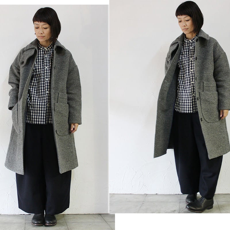 homspun ホームスパン ウールメルトンダブルポケットコート ♯グレー