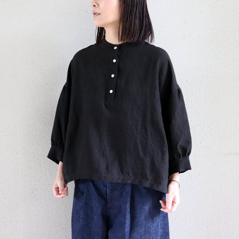 またまたまた再入荷** LinenYa リネンヤ リネンスタンドカラーブラウス