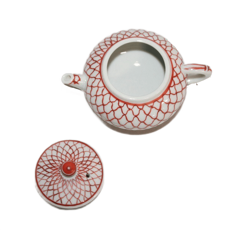 九谷焼 赤絵網目文様蓋付水滴 | 上杉文林堂