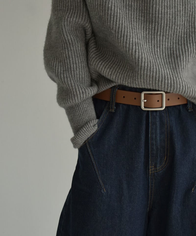 belt-02038 本革 スクエアバックル レザーベルト ブラウン | L a v i s