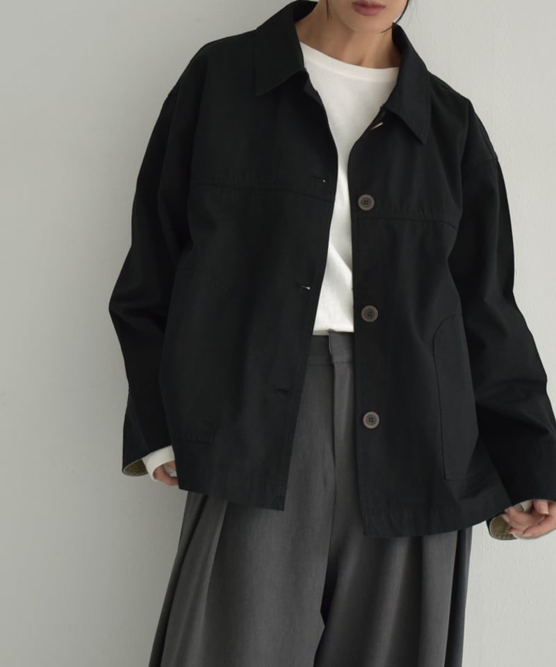 outer-02086 ステンカラー ショートコート ブラック | L a v i s h G