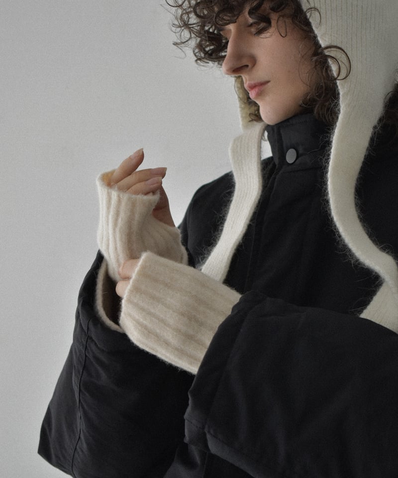 mb-gloves-02015 ウール混 リブ ニット アームウォーマー エクリュ