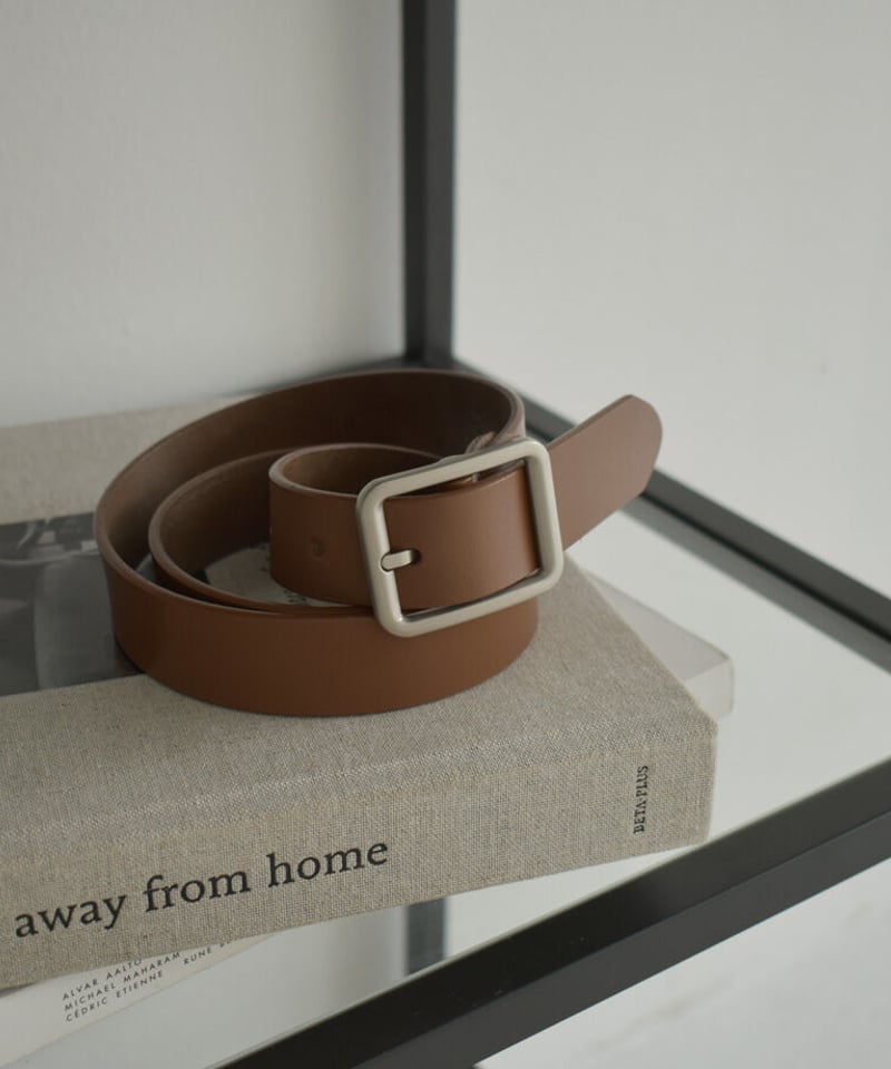 belt-02038 本革 スクエアバックル レザーベルト ブラウン | L a v i s