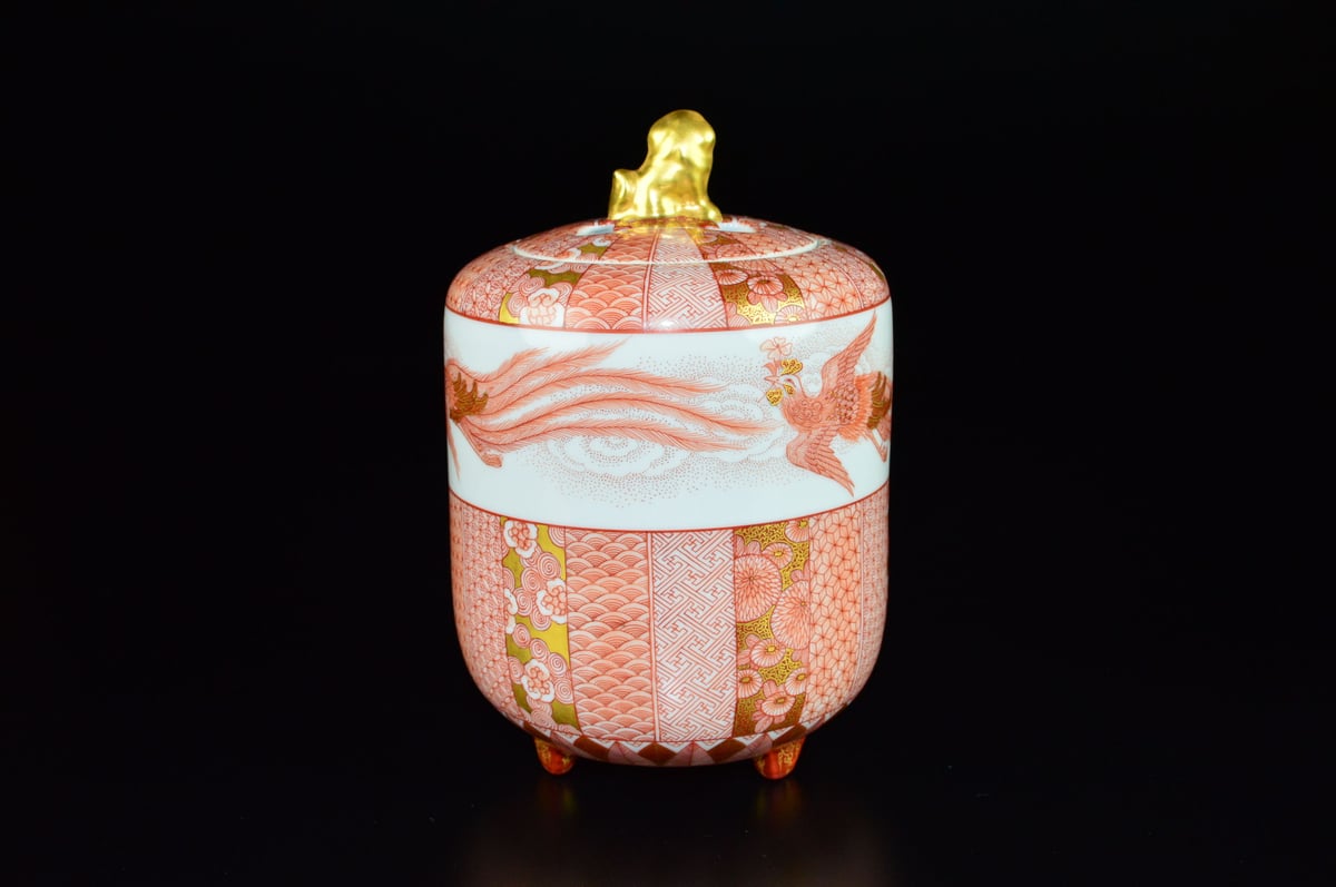 福島 武山 赤絵瑞鳥文九谷佐野窯香爐 | GALLERY 旭