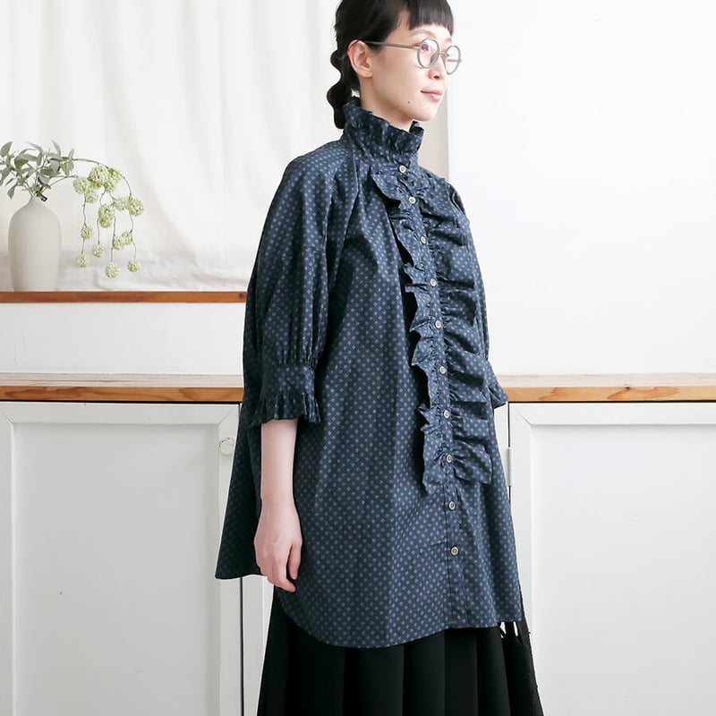 dahl'ia ｜ダリア ｜ フロントフリル ロング ブラウス｜DBL-286CH｜小