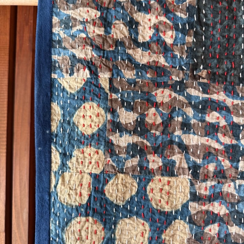 ハンドブロックプリント パッチワークカンタのストール リバーシブル